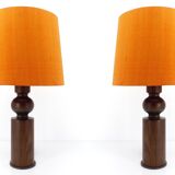 Pair of Scandinavian pine table lamps by Uno Kristiansson for Luxus