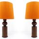 Pair of Scandinavian pine table lamps by Uno Kristiansson for Luxus