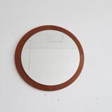 round teak mirror