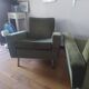 Pair of vintage green velvet armchairs from 1960 with metal legs