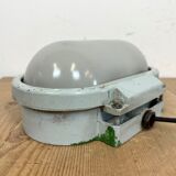 Industrial Cast Aluminium Wall Light with Milk Glass from Elektrosvit, 1970s