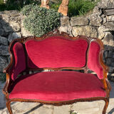 Louis XV style bench in Walnut, 19th century period