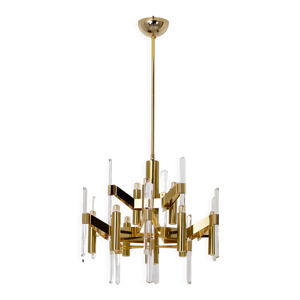 lustre en laiton & cristal