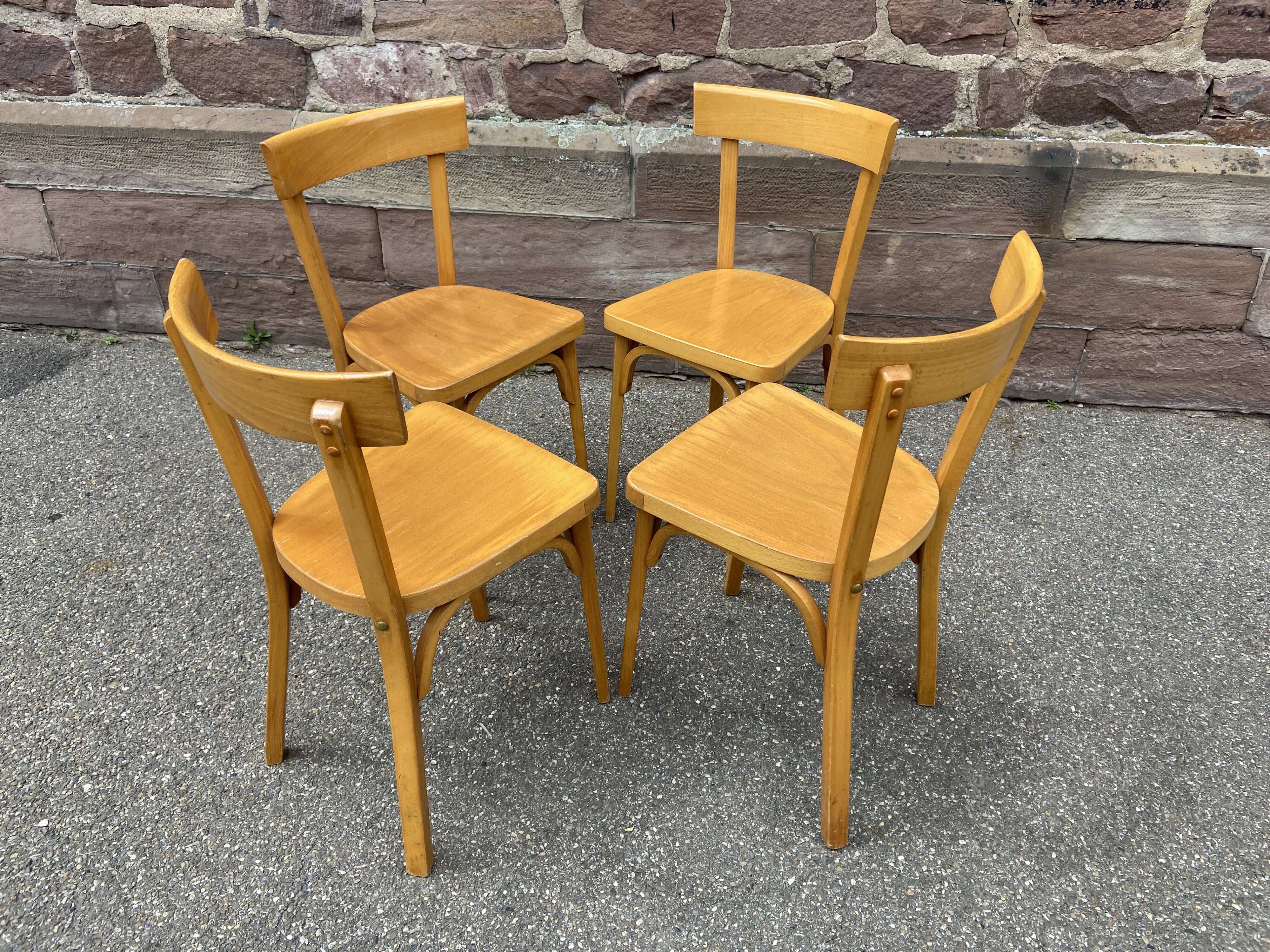 4 Viennese Baumann chairs Curved wood Restaurant Paris bistro