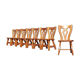 Set 8 vintage Pine dutch dining chairs solid wood 1970s