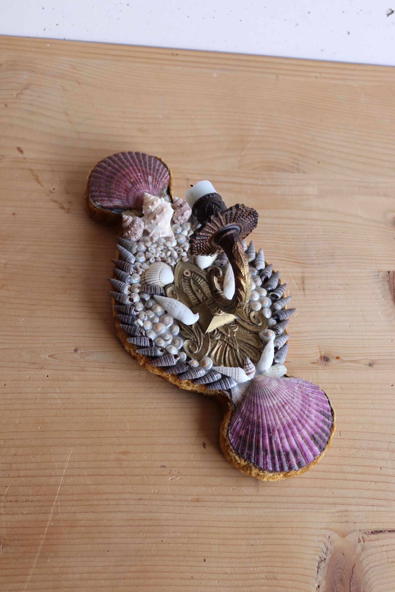 Vintage shell wall candle holder