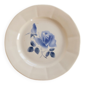 Vintage ironstone plate from Digoin – Blue rose pattern