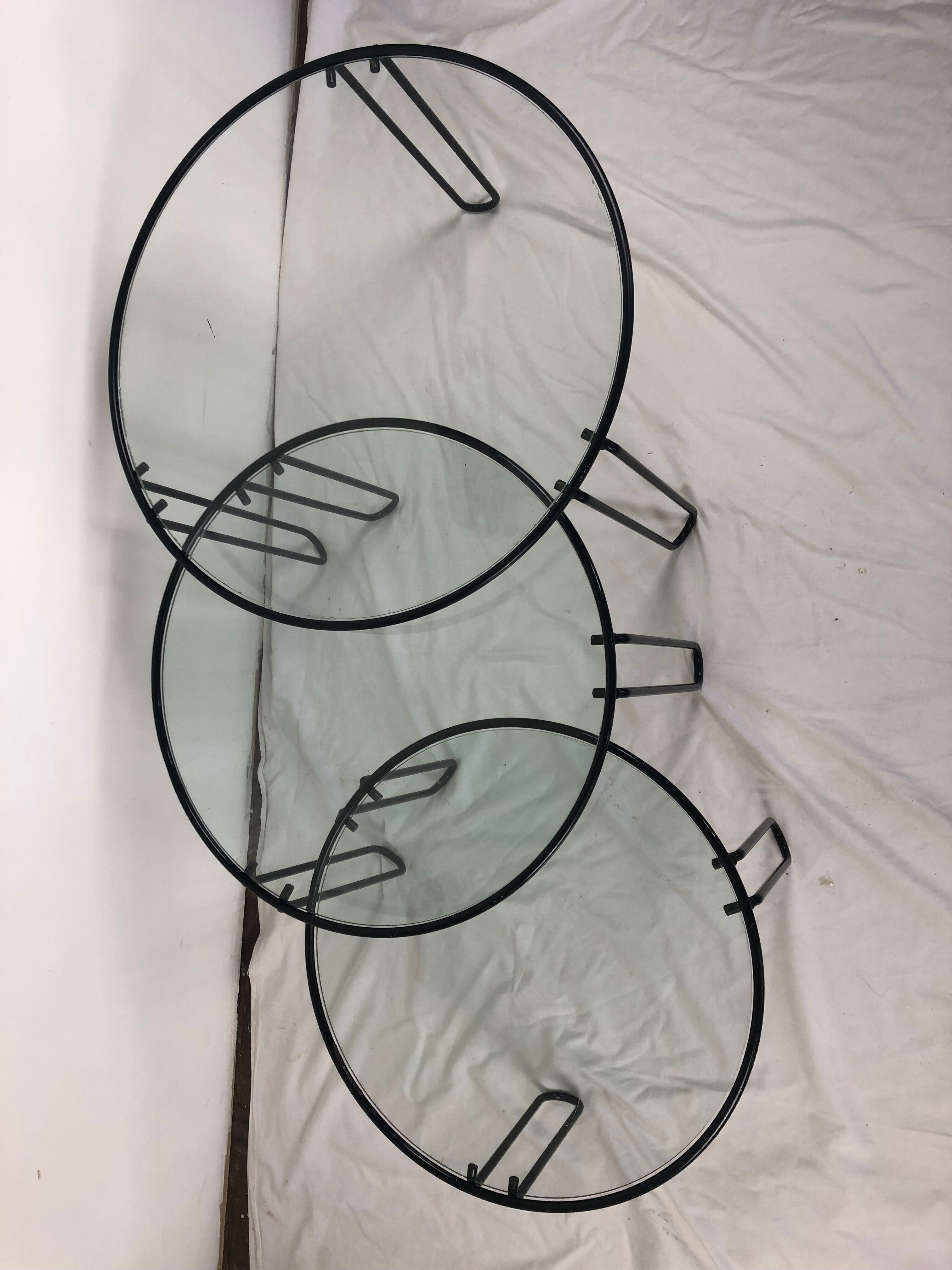 Metal and glass nesting coffee table 1970