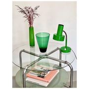 Table d'appoint en métal chrome et verre