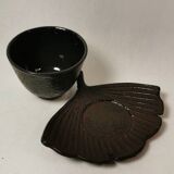 Set of 12 Asian Tea Cups and Saucers in Enameled Cast Iron