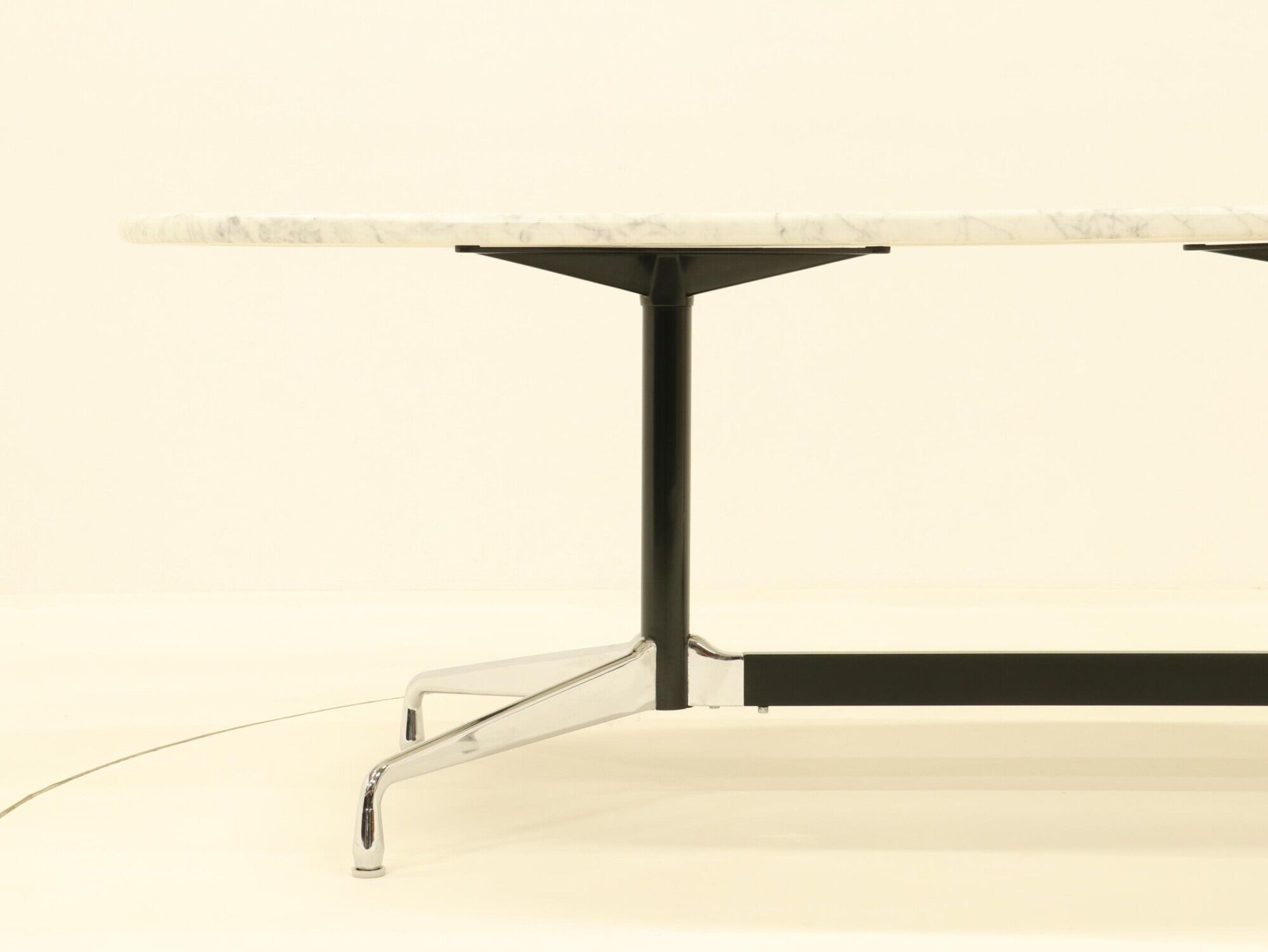 Eames Segmented Oval Dining Table in White Marble & Stainless Steel