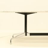 Eames Segmented Oval Dining Table in White Marble & Stainless Steel