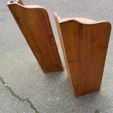 Pair of 19th-century solid wood corner wall shelves.