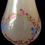 Small soliflore vase in white opaline with floral decor