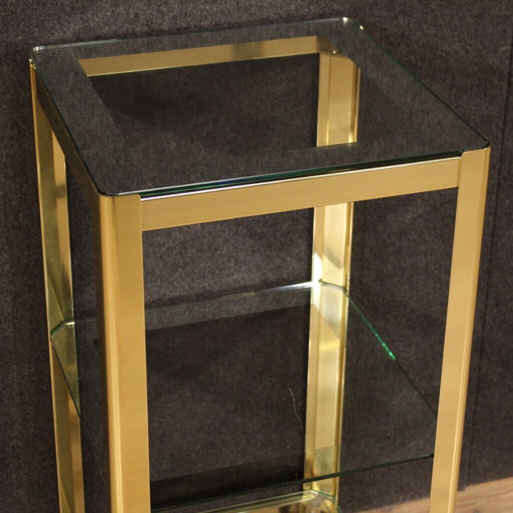Design coffee table in golden metal from the 80s
