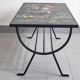 Vintage 1950 coffee table side table ceramic & metal hunting