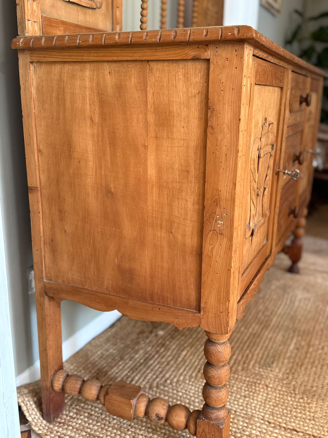 Carved wooden sideboard