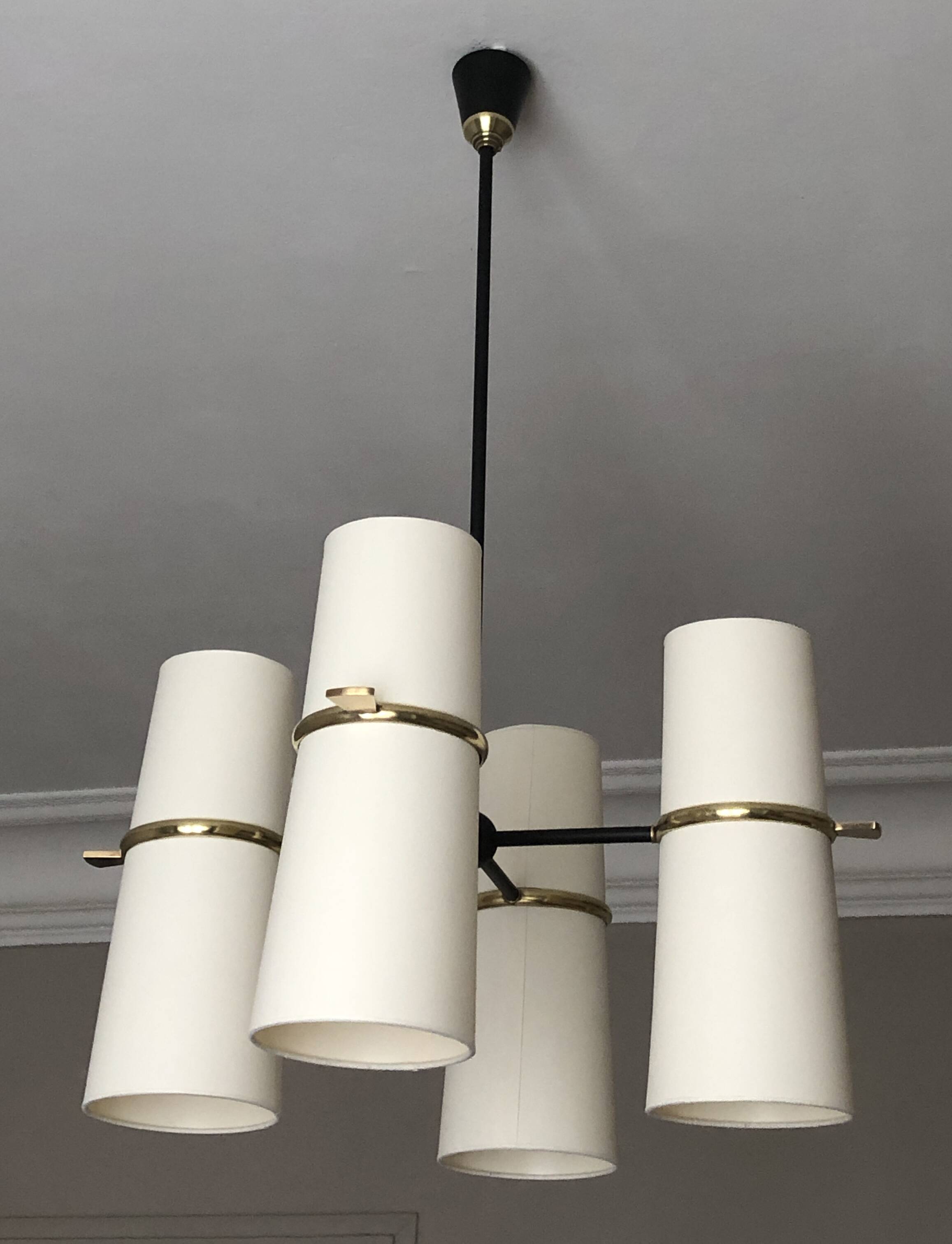 Lustre diabolical 8 lights Maison Lunel 1950