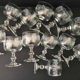Set 12 verres d’Alsace cristal gravé vin et apéritif