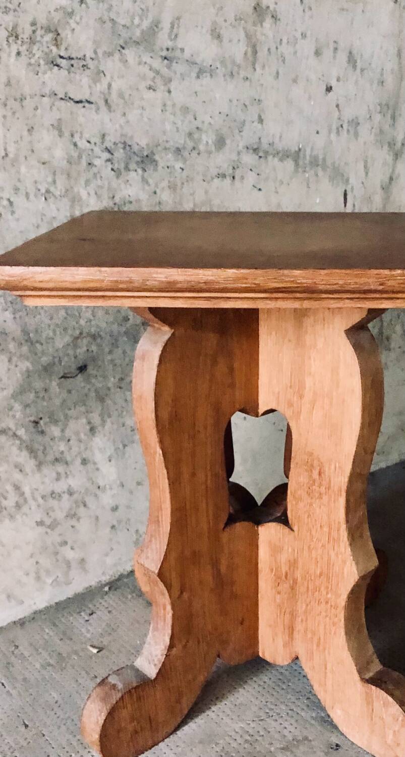 Brutalist oak side table