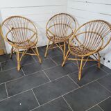 3 rattan armchairs from the 70s
