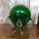 Old vase on foot empoli green glass transparent foot vintage