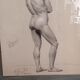 Drawing of a male nude in charcoal - academy signed and dated