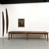 XXL farmhouse table 4 metres in solid pine - 6 legs - 1950s