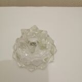 Bougeoir en verre socle en métal