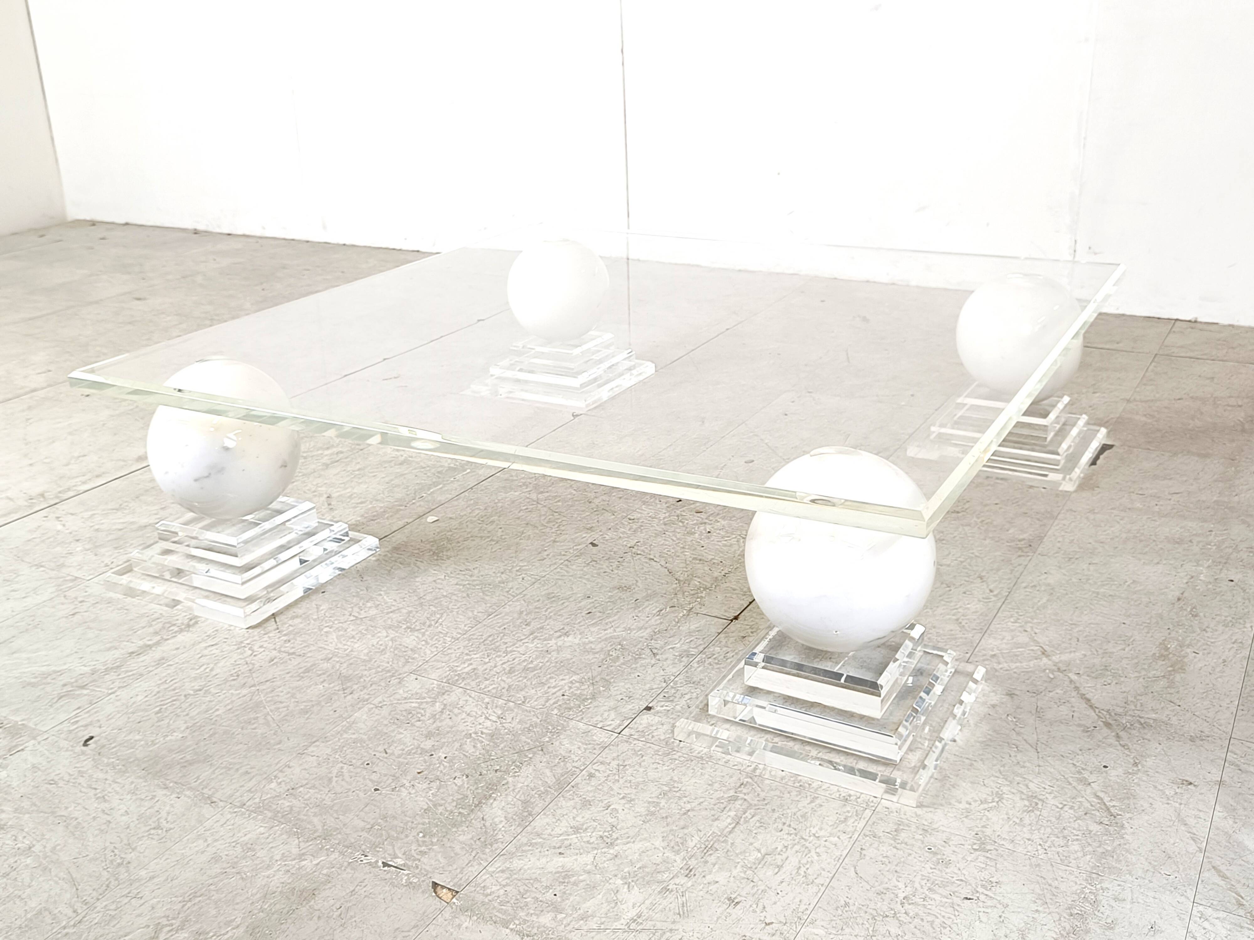 Marble sphere coffee table by Roche Bobois, 1980s