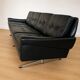 Vintage Danish Svend Skipper 4 person sofa in black leather and chrome