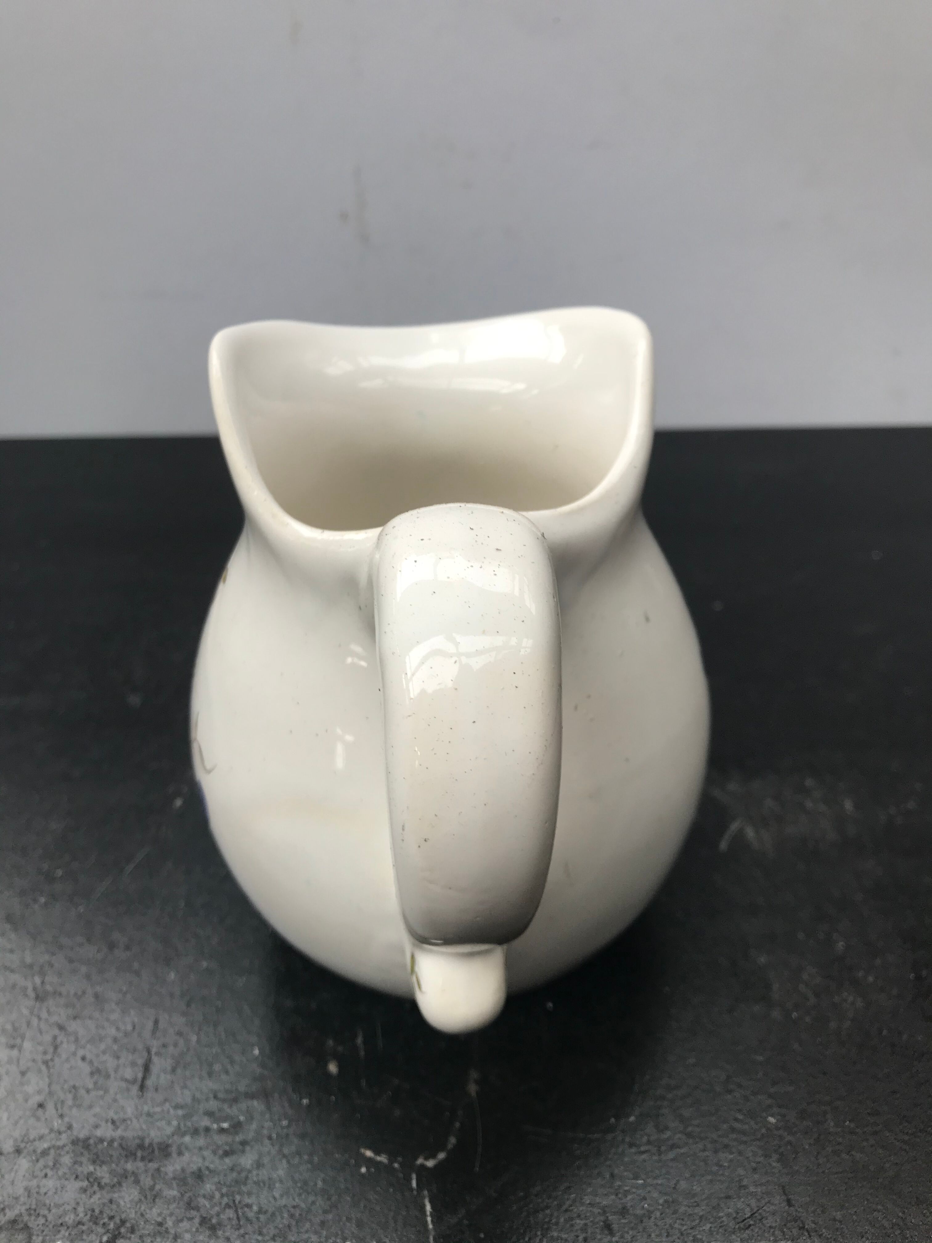 Former pitcher Vallauris ceramics white drawing vintage flowers