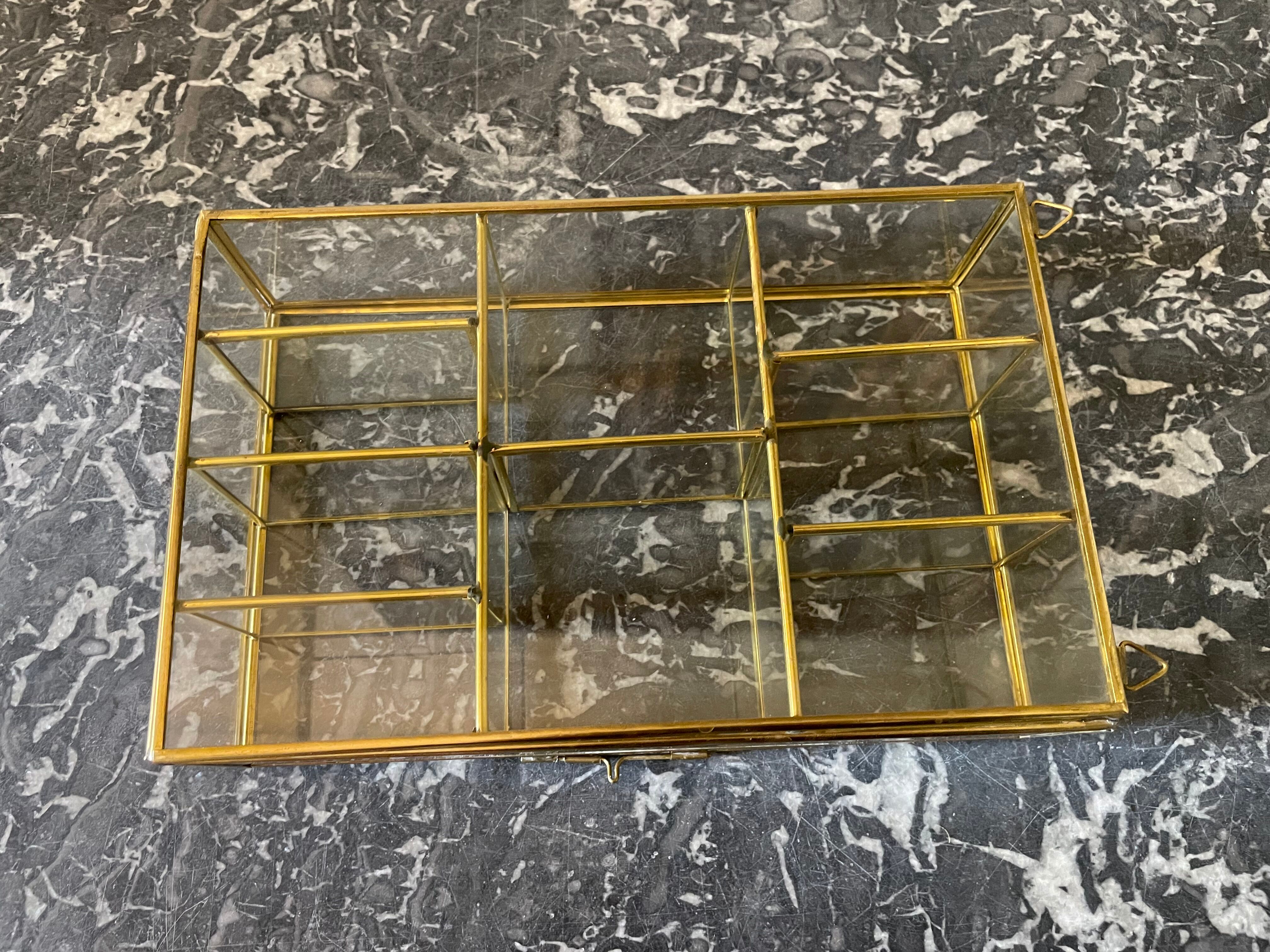 Glass and brass wall display case