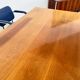 Italian walnut and chrome dining table with 4 drawers