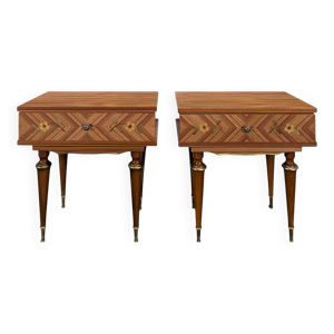 Paire de chevet en bois - rose