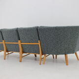 1970s  modular sofa or chairs in beech wood and Kirgby fabric, Czechoslovakia