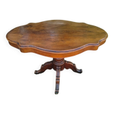 Antique guéridon in Napoléon III style – Solid walnut – Scalloped top