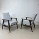 Pair of Henryk Lis 300-190 armchairs, 1970s, heathered grey-blue fabric. Ref: