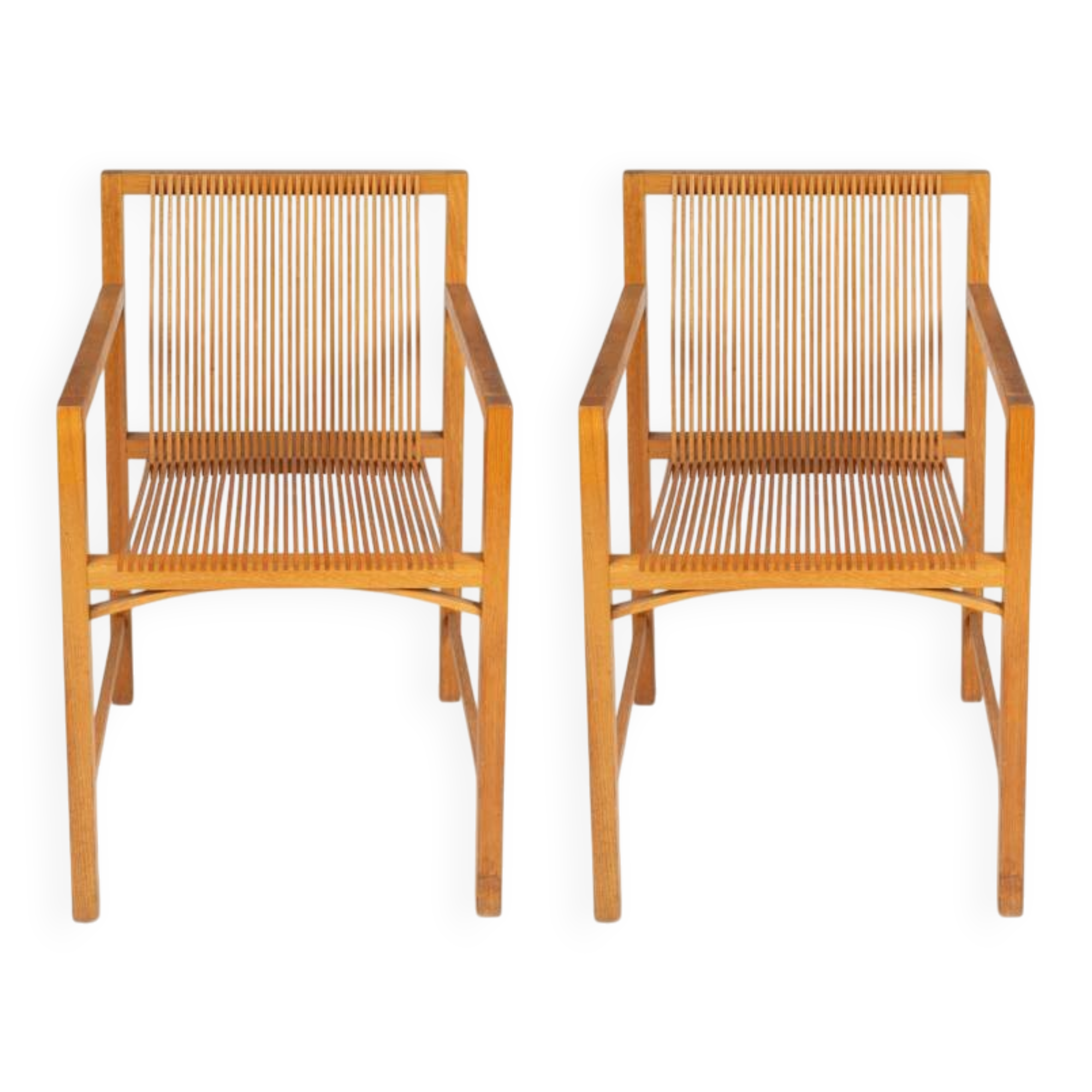 Ruud Jan Kokke. Pair of minimalist oak armchairs. 1980s.
