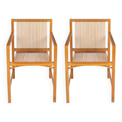 Ruud Jan Kokke. Paire de fauteuils minimalistes en chêne. Années 1980