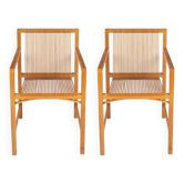 Ruud Jan Kokke. Paire de fauteuils minimalistes en chêne. Années 1980