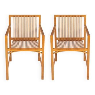 Ruud Jan Kokke. Pair of minimalist oak armchairs. 1980s.