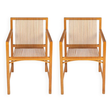 Ruud Jan Kokke. Pair of minimalist oak armchairs. 1980s.