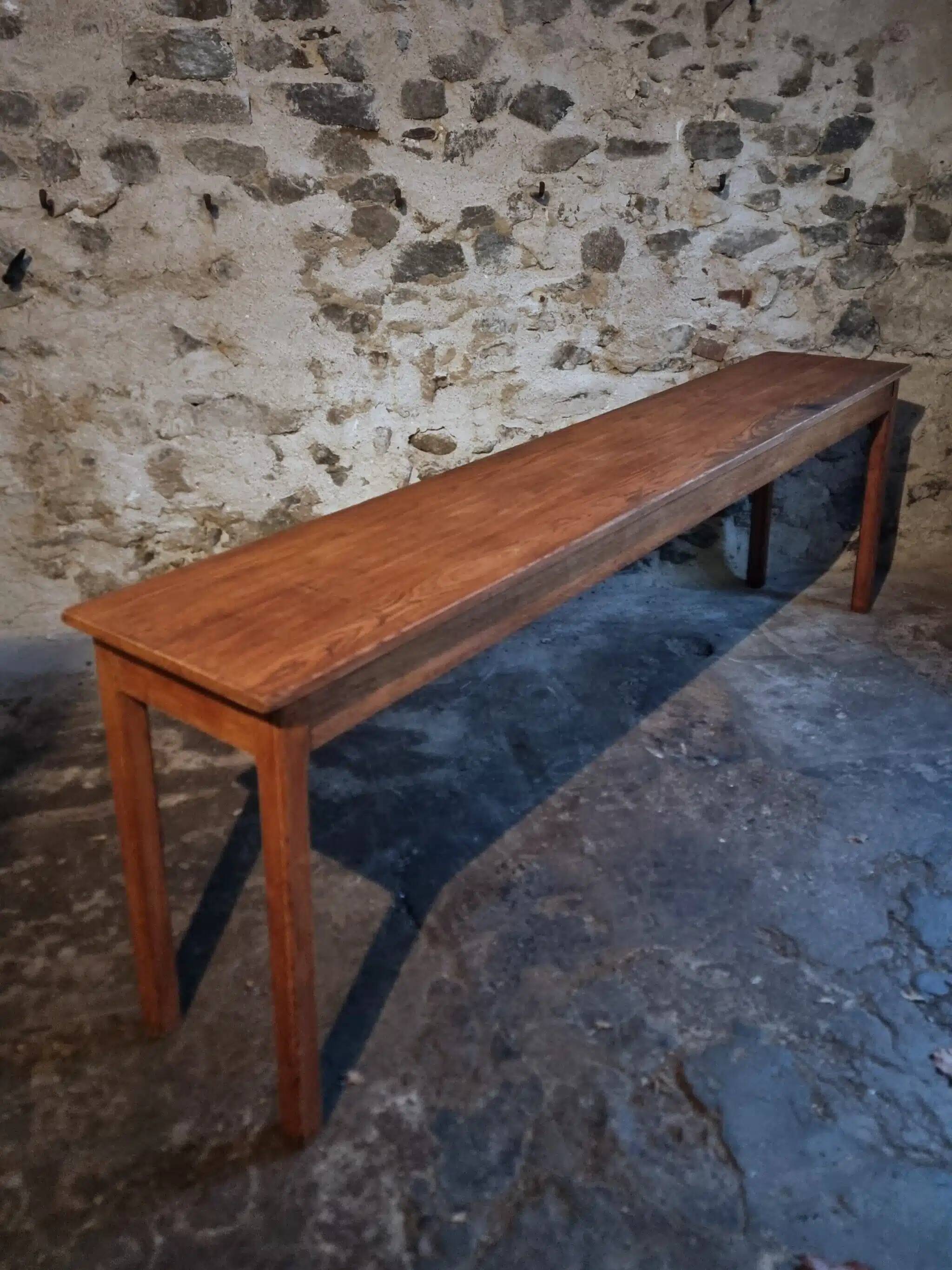 Vintage oak work table / hospital workshop side table, France, 1950s