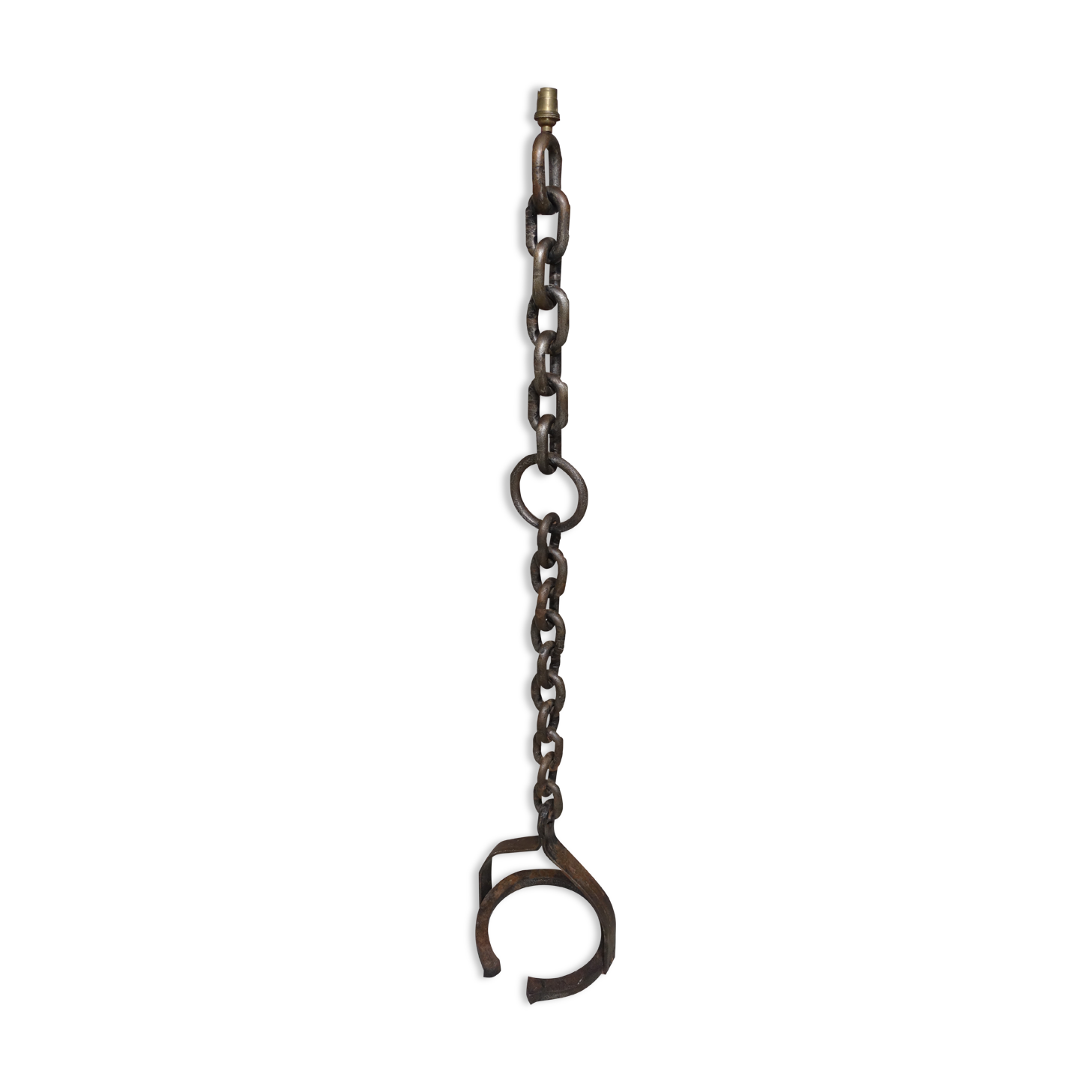 Brutalist wrought iron chain floor lamp 1960s