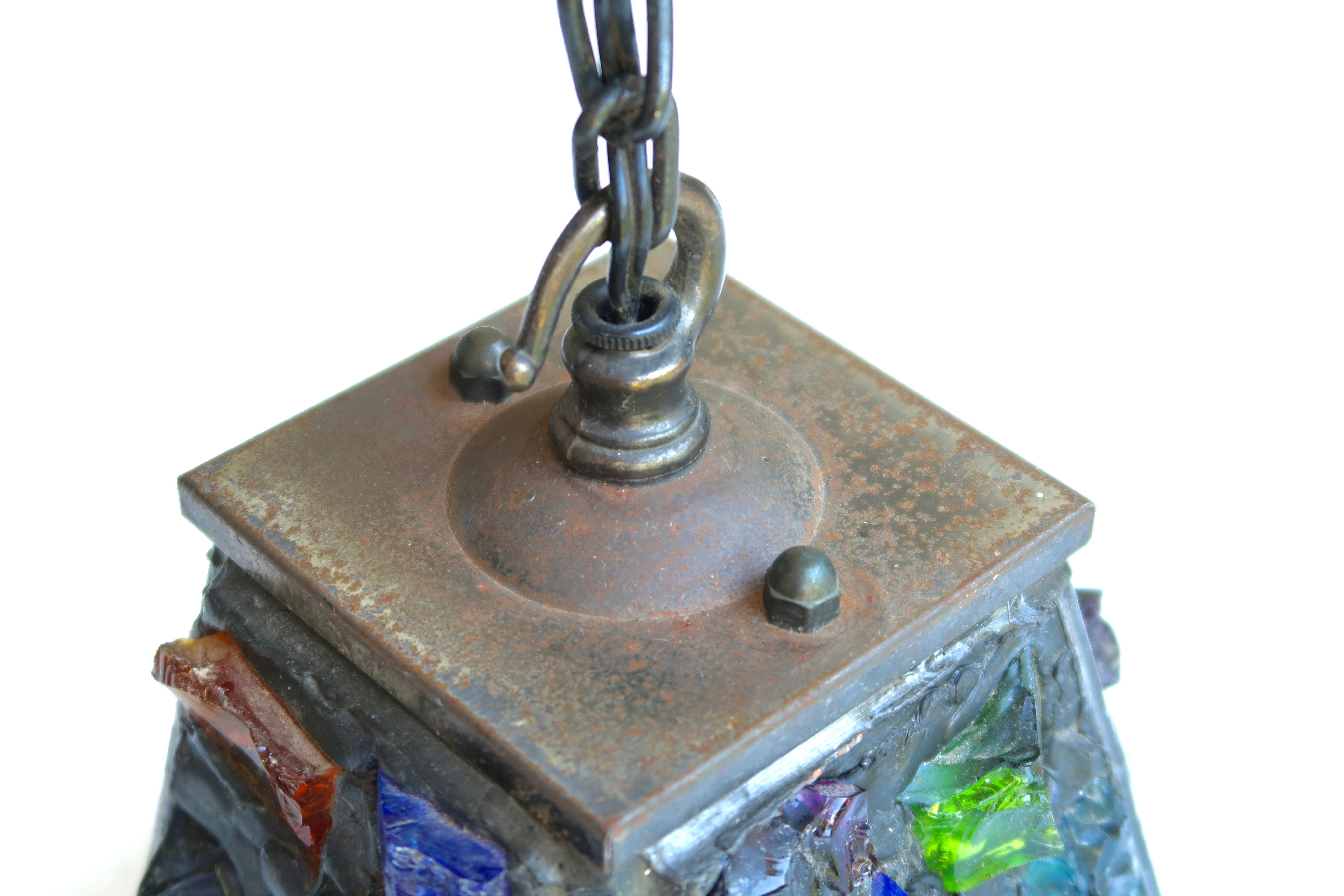 Glass and lead pendant lamp by Peter Marsh, 50s