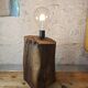 Brutalist table lamp in solid oak
