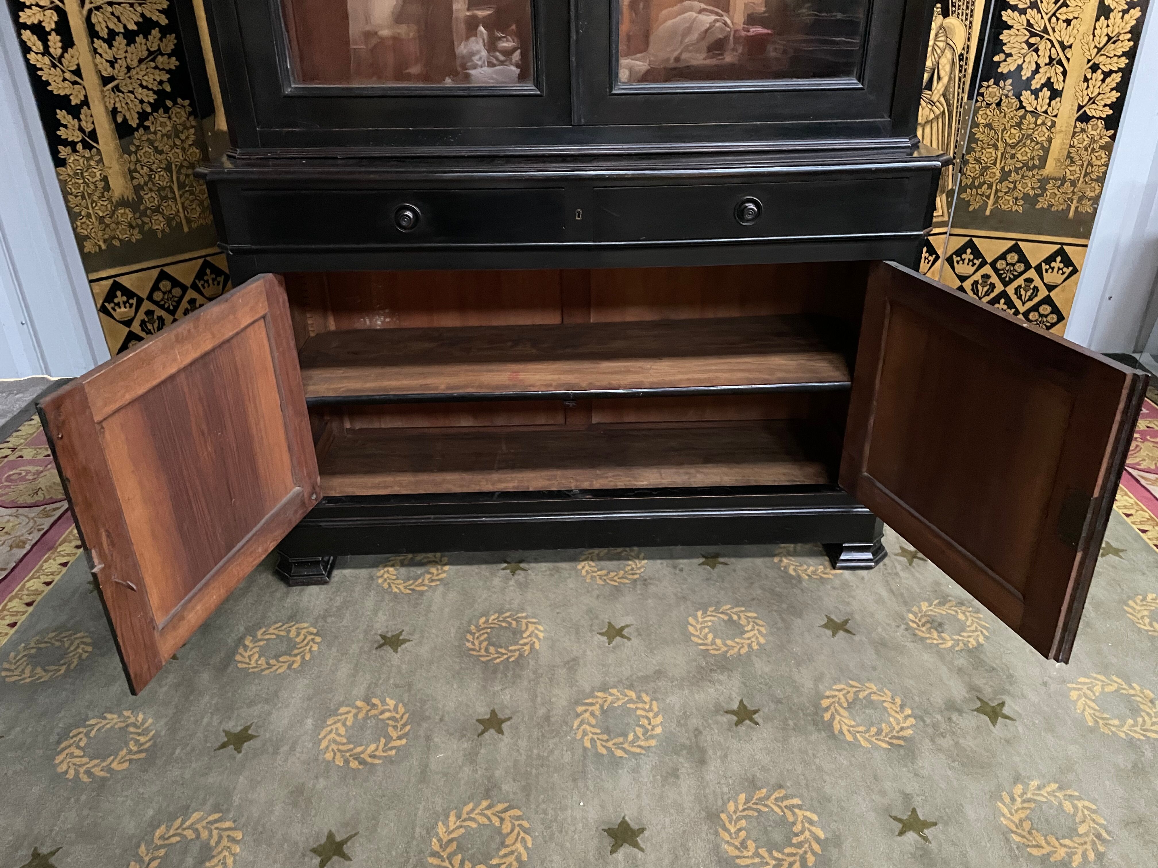 Louis Philippe two-body sideboard in blackened wood 19th
