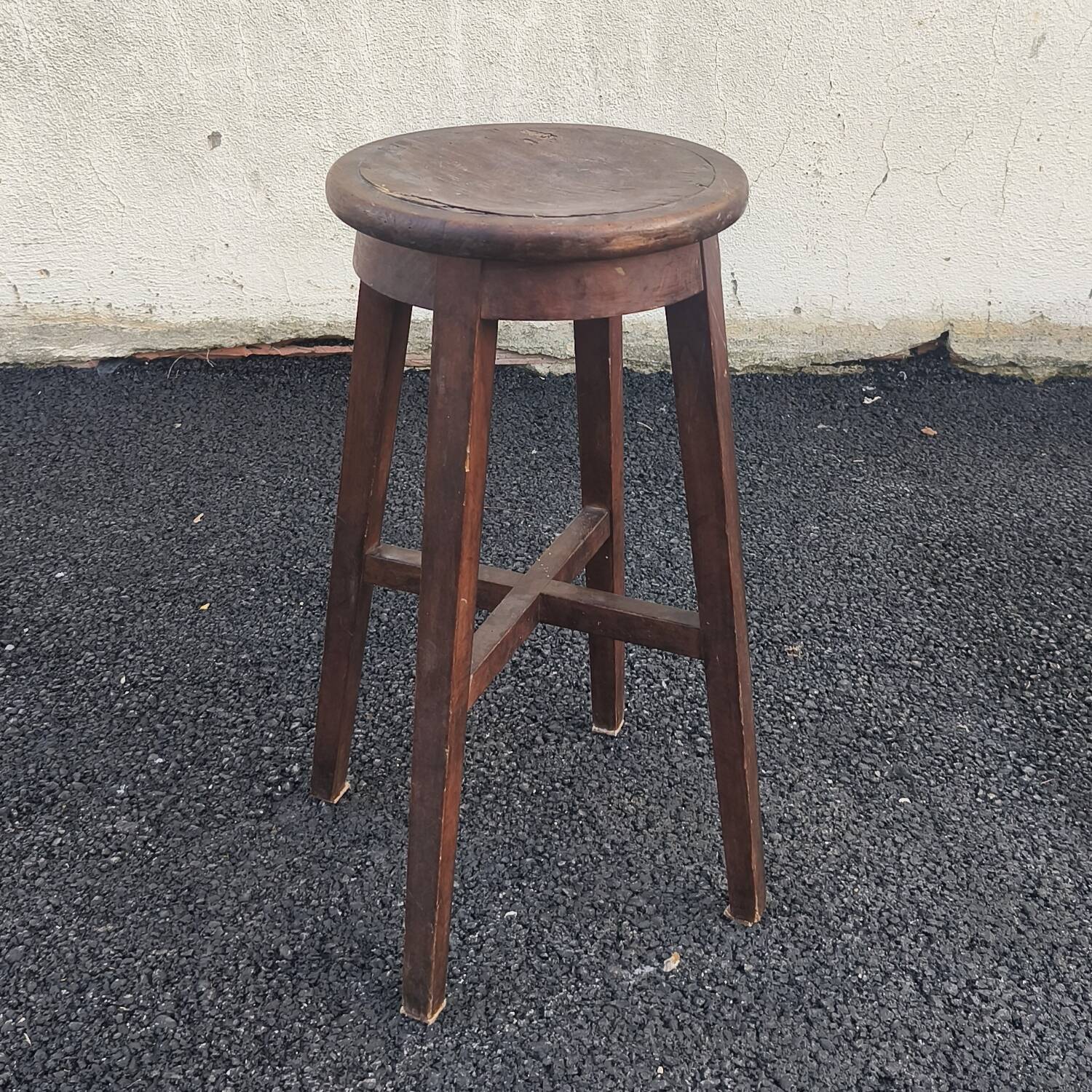Tabouret haut en chêne massif, 1950