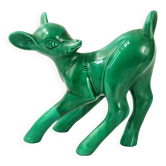 IMPORTANT FAON BAMBI 1960 GIANT VINTAGE GREEN CERAMIC HEIGHT 30CM 60S 19